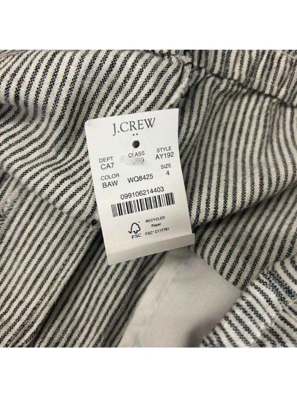 J.Crew Factory Pants Womens Size 4 Gray/White Striped Linen Blend Drawstring NWT - Picture 10 of 16